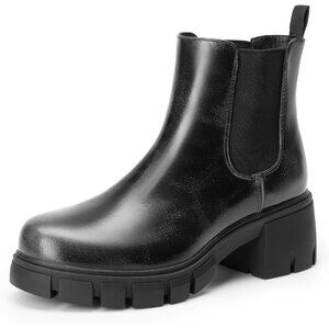 DREAM PAIRS Women's Elastic Chelsea Ankle Boots Platform Low Chunky Block Heel